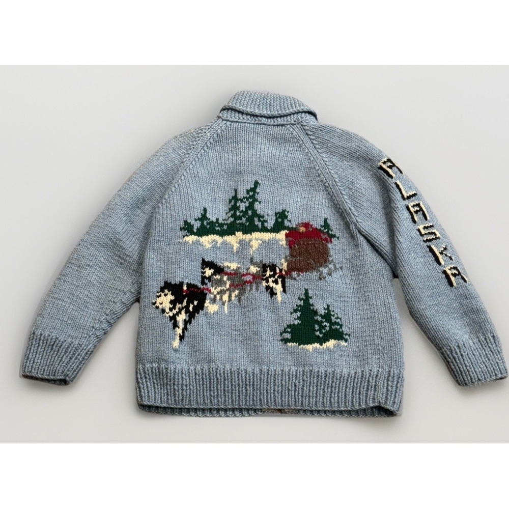 Vintage 50s Alaska Sled Dogs Cowichan Sweater M Husky Iditarod Jacket Talon RRL